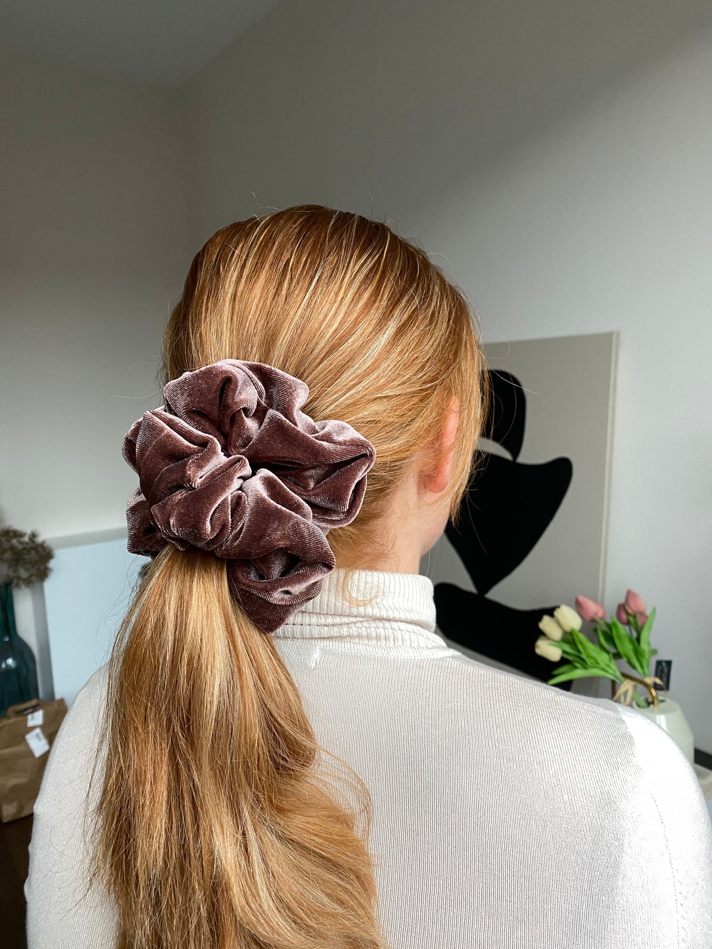 XL Violet scrunchie Ivoor