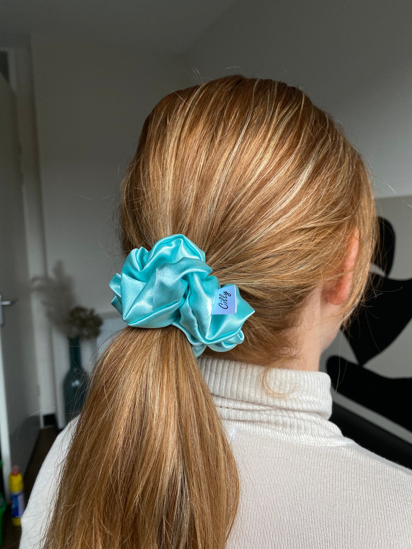 Satijnen scrunchie Mint