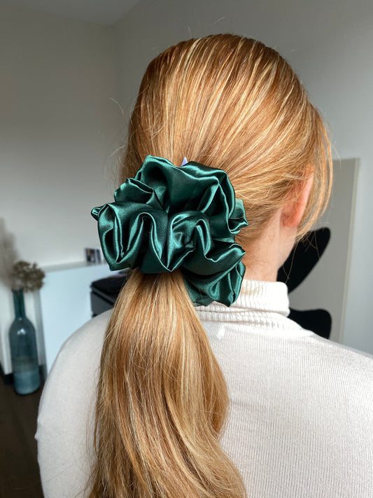 XL satijn scrunchie Groen