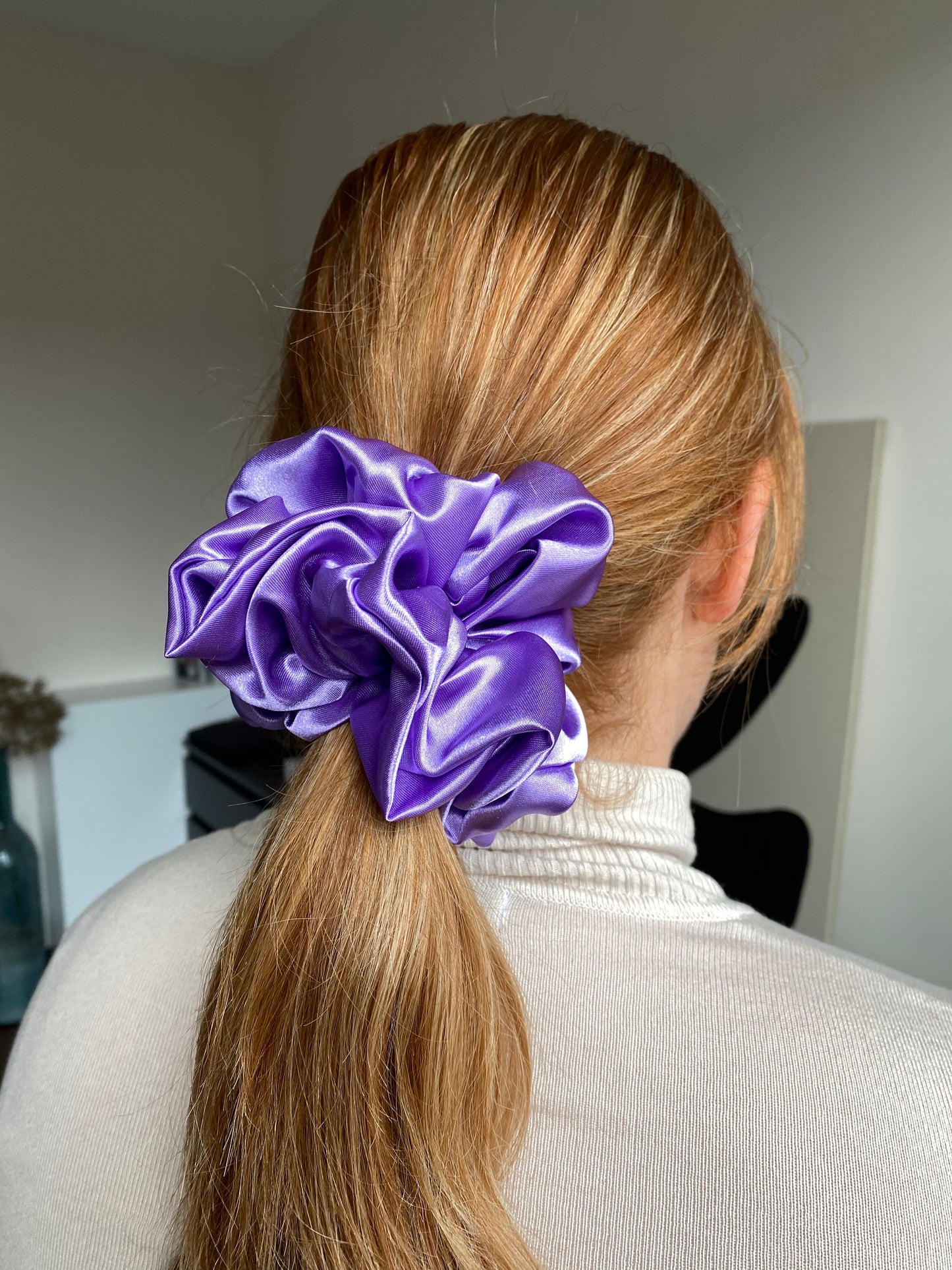 XL satijn scrunchie Neon geel