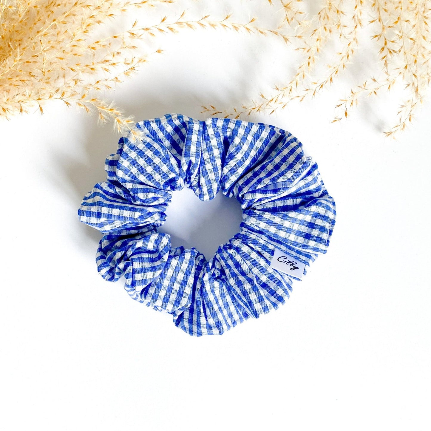 Gigi Scrunchie mini ruit Blauw