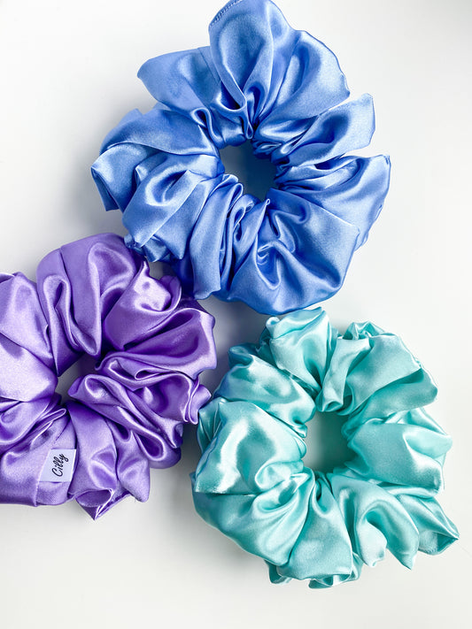 XL satijn scrunchie Licht Blauw