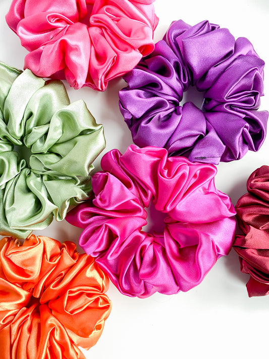 XL Satijnen scrunchie Paars