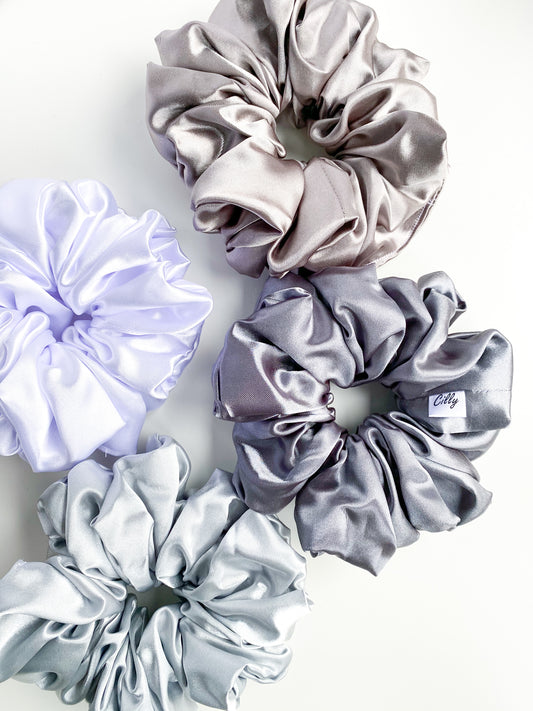 XL Satijnen scrunchie Grijs