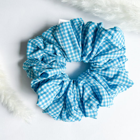 Gigi XL Scrunchie mini ruit aqua