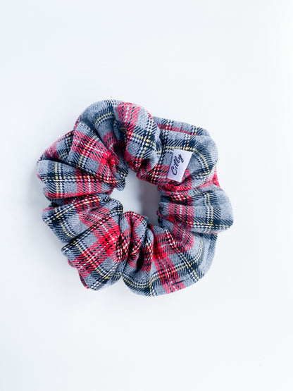 Grijze schotse ruit scrunchie