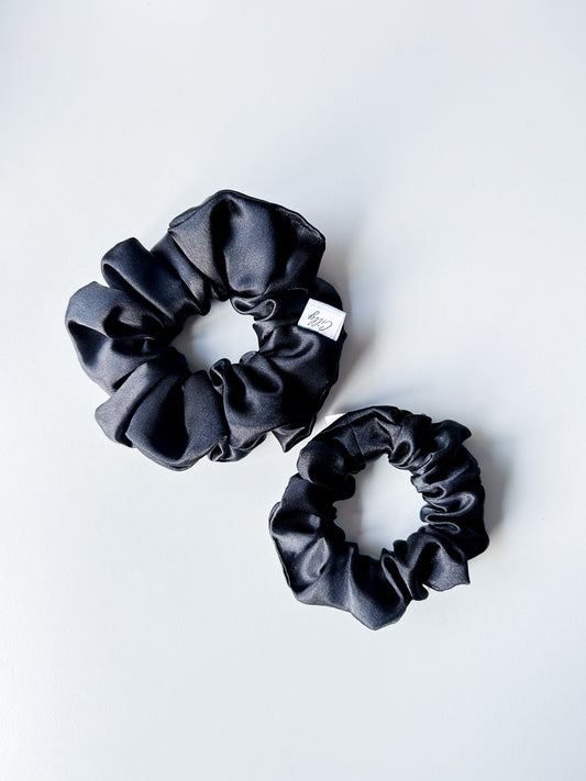 Satijnen scrunchie Zwart (Moeder & dochter setje)
