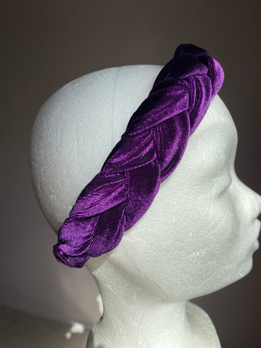 Gevlochten Velvet Haarband Paars