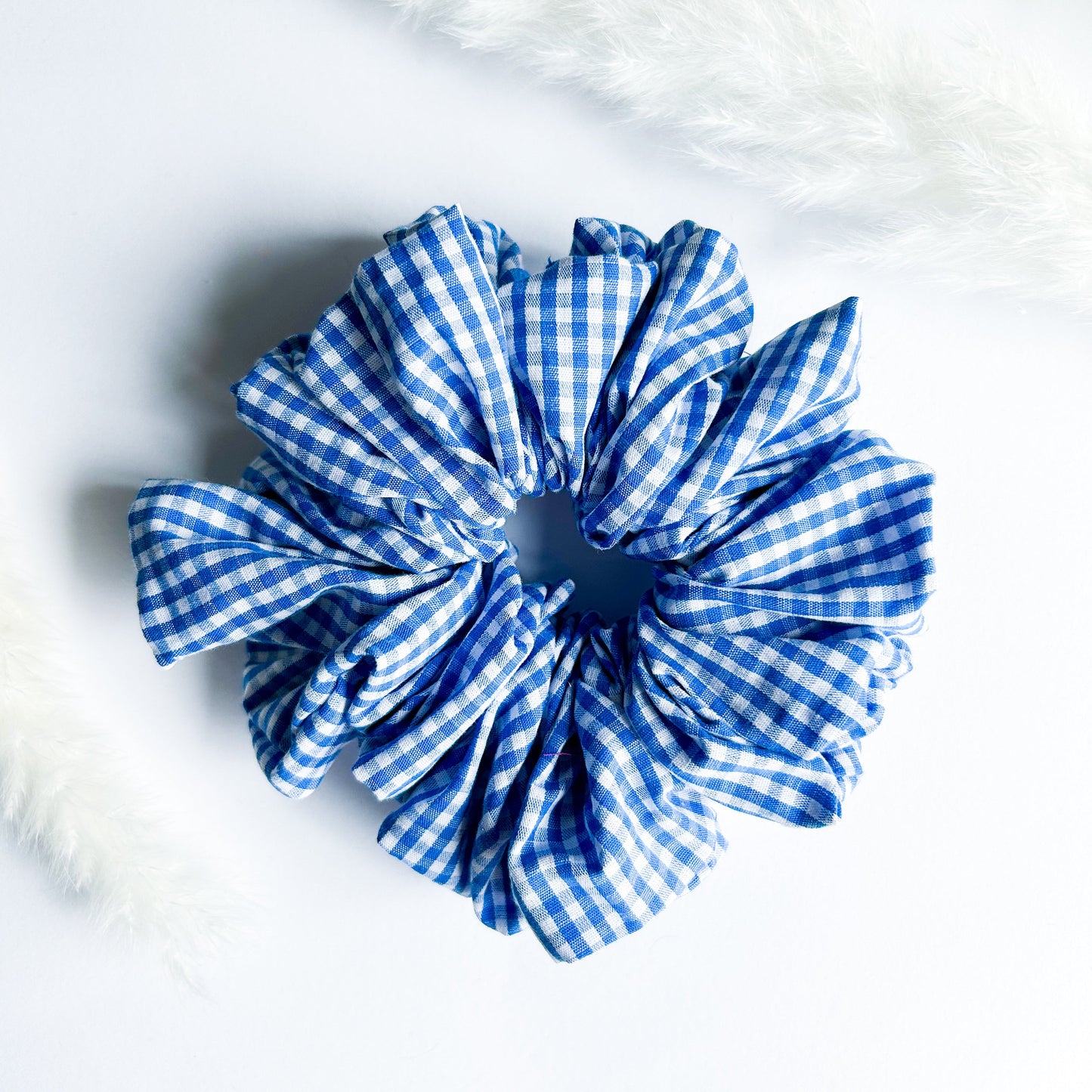 Gigi XL Scrunchie mini ruit Blauw