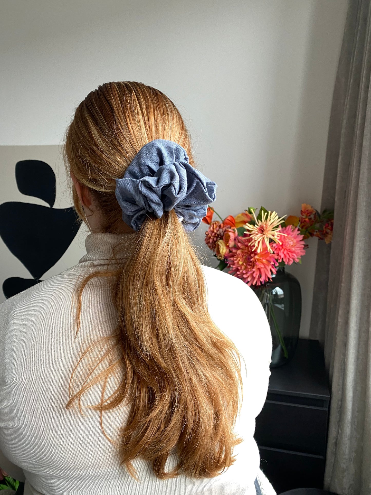 XL Lynn scrunchie Staal Blauw