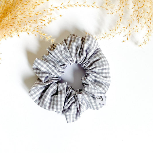 Gigi Scrunchie mini ruit Grijs