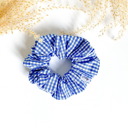 Gigi Scrunchie mini ruit Blauw