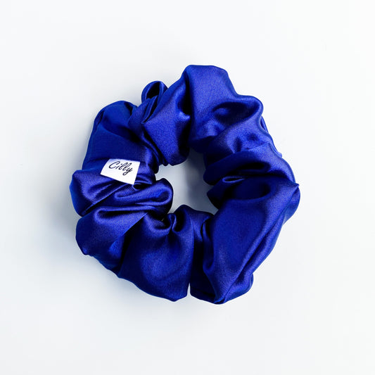 Satijnen scrunchie Kobalt Blauw