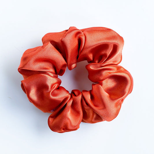 Satijnen scrunchie Roest oranje
