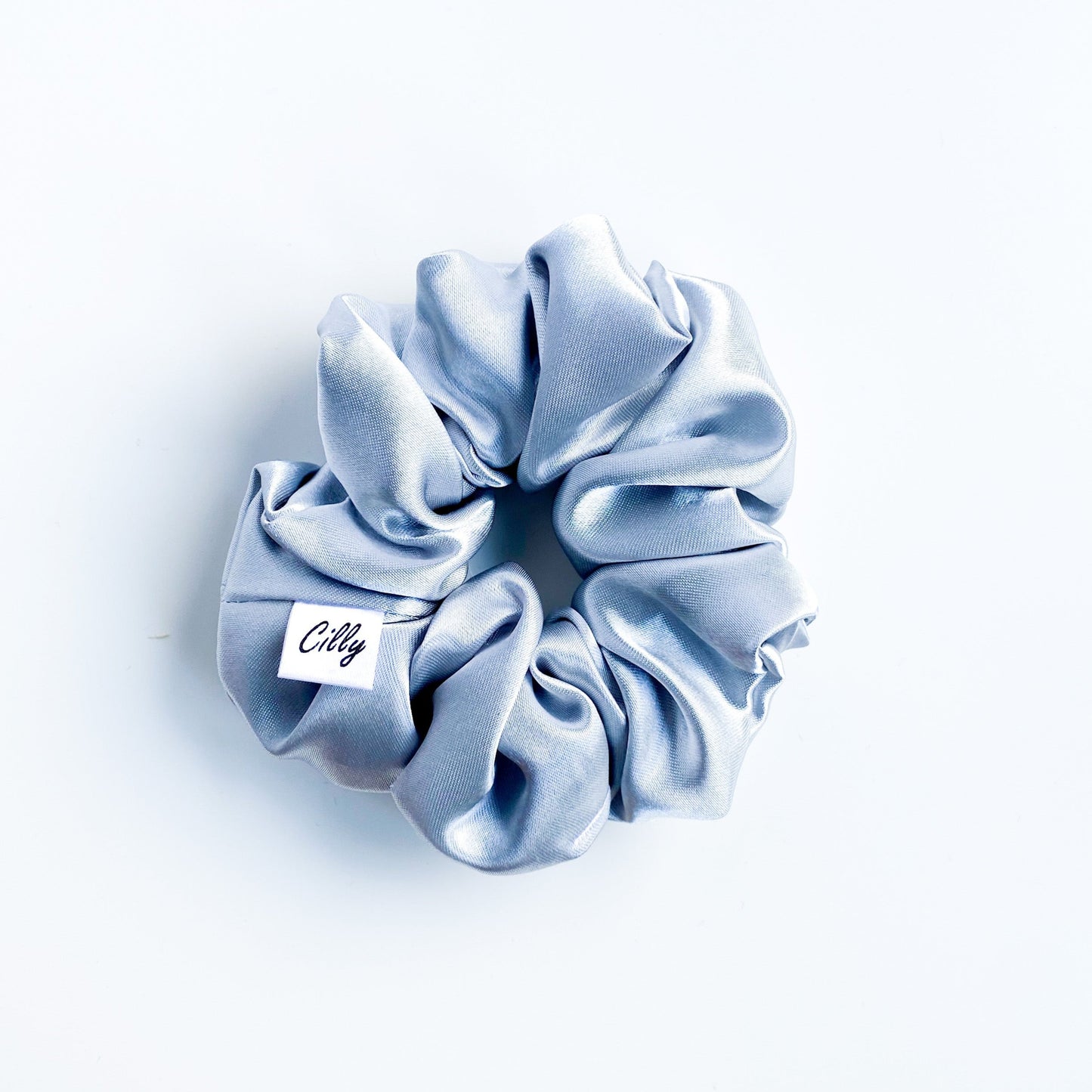 Satijnen scrunchie Zilver