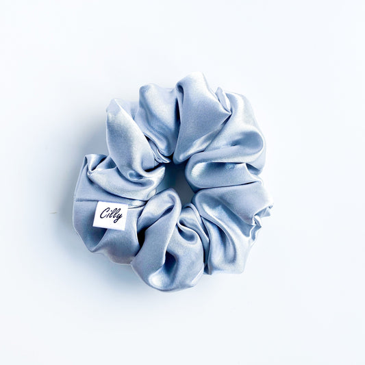 Satijnen scrunchie Zilver