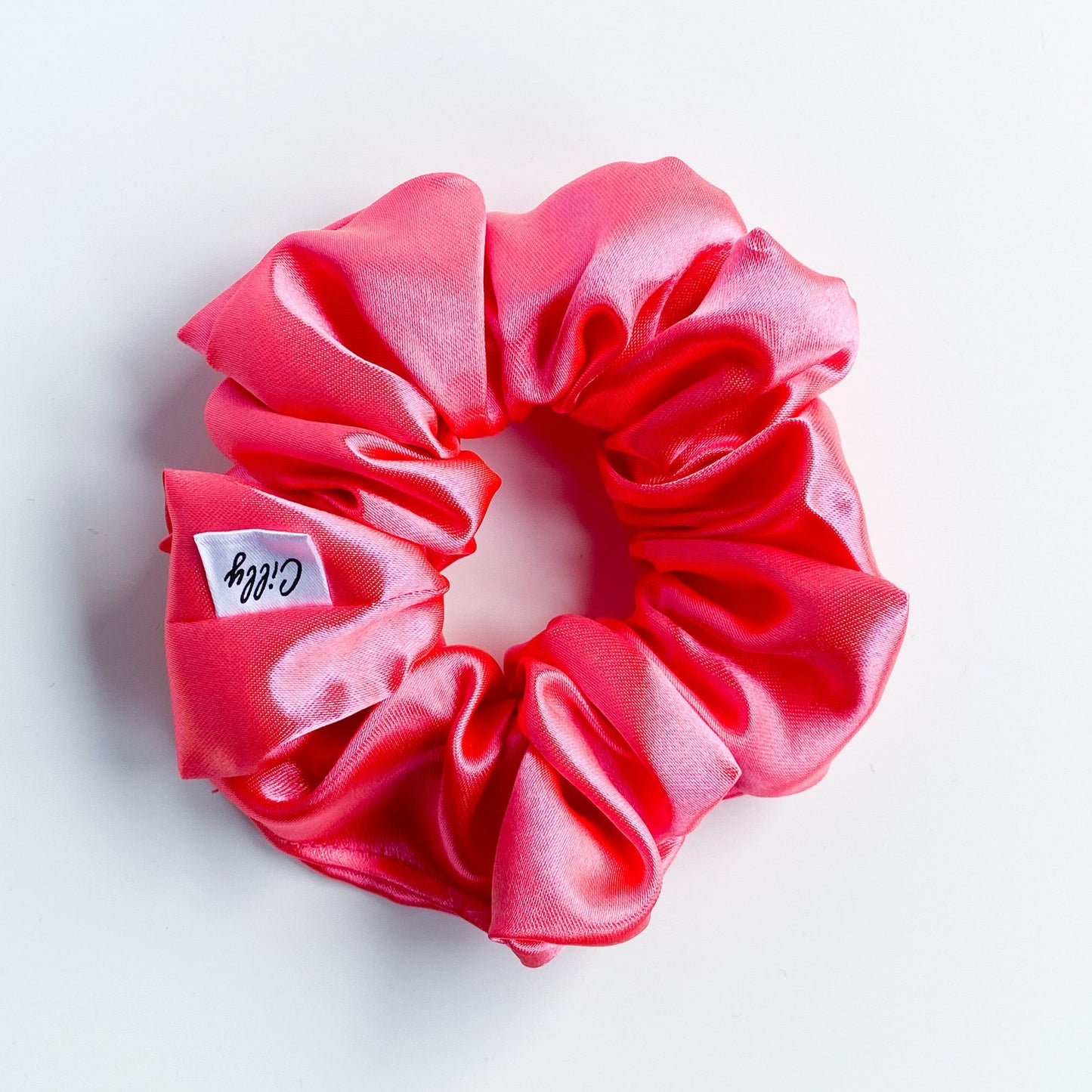 Satijnen scrunchie Neon Roze