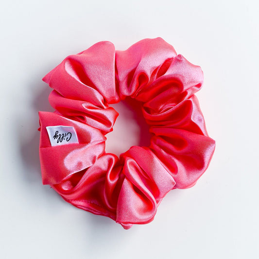 Satijnen scrunchie Neon Roze
