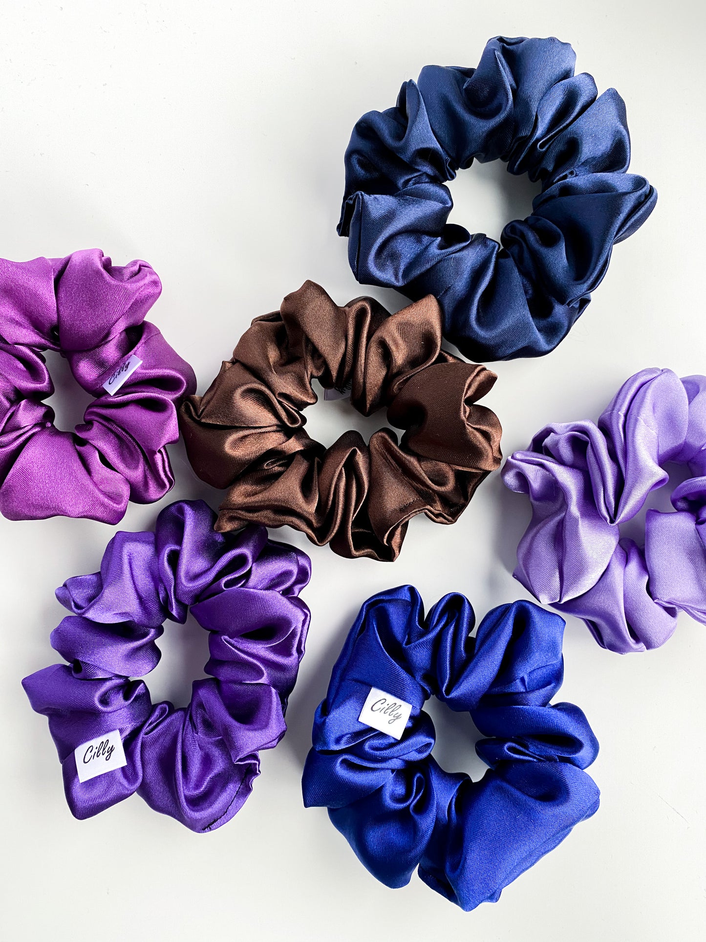 Satijnen scrunchie Donker Blauw