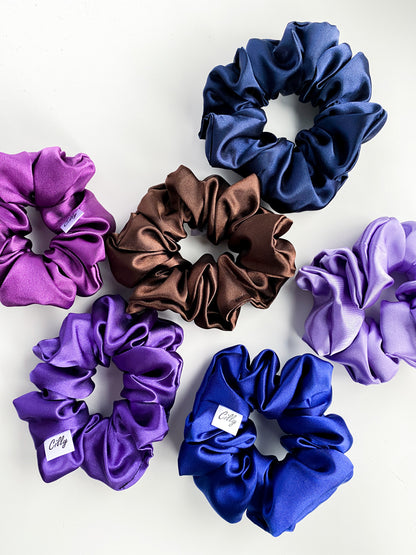 Satijnen scrunchie Donker Blauw