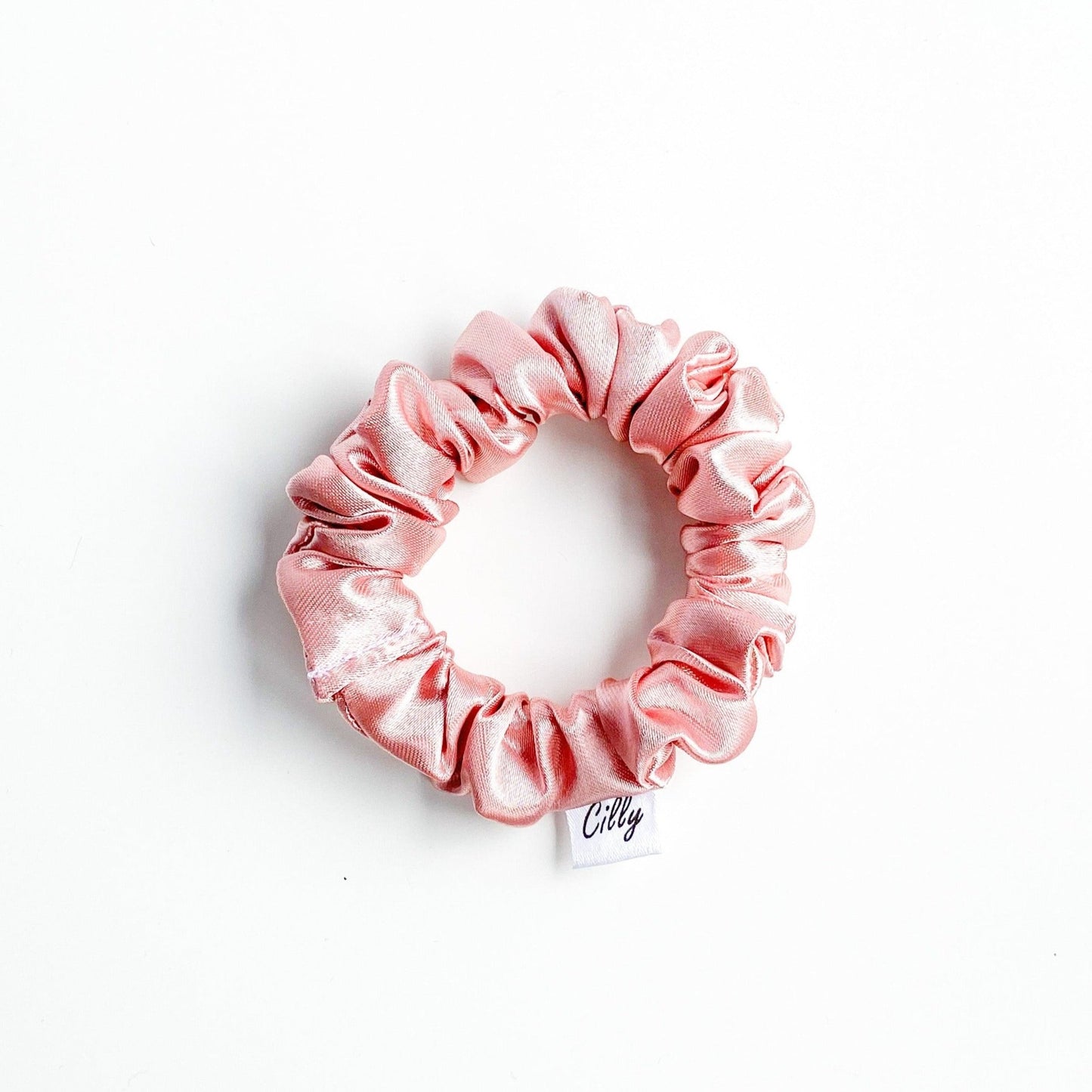 XS Satijnen scrunchie Oud roze