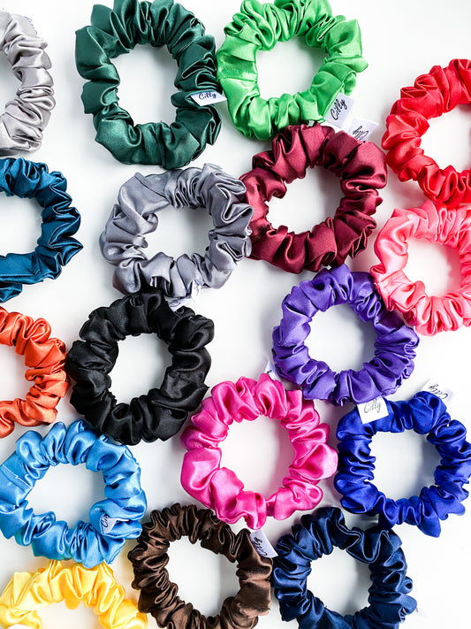 XS Satijnen scrunchie Petrol