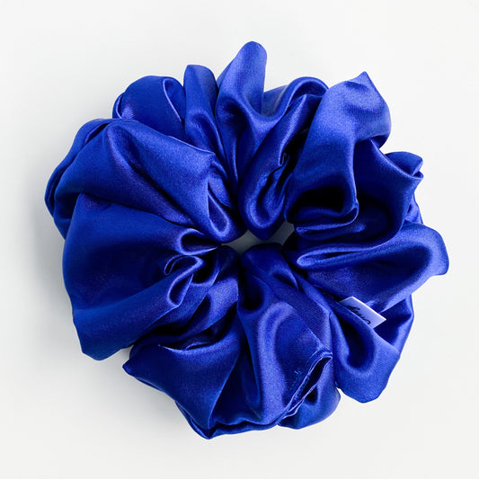 XL Satijnen scrunchie Kobalt blauw