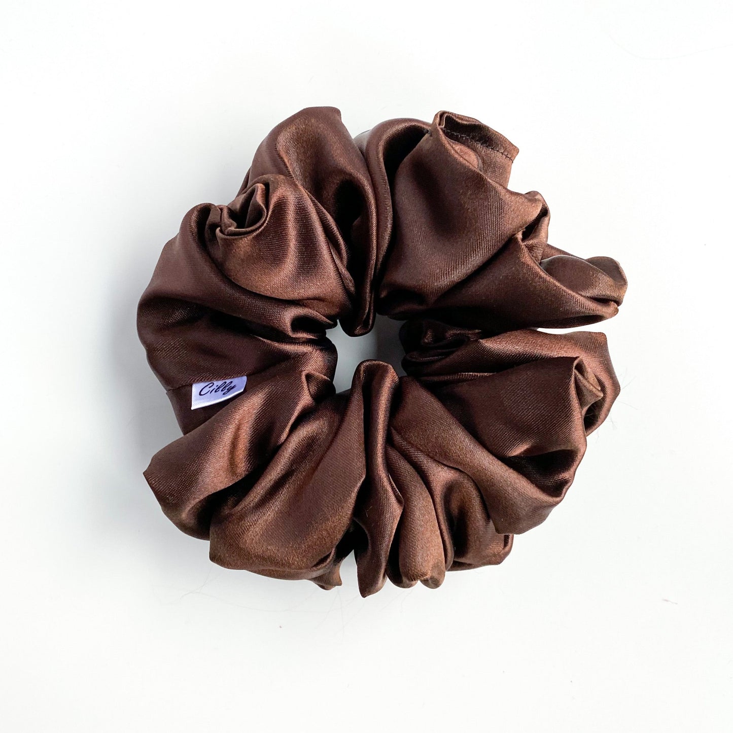 XL Satijnen scrunchie Bruin