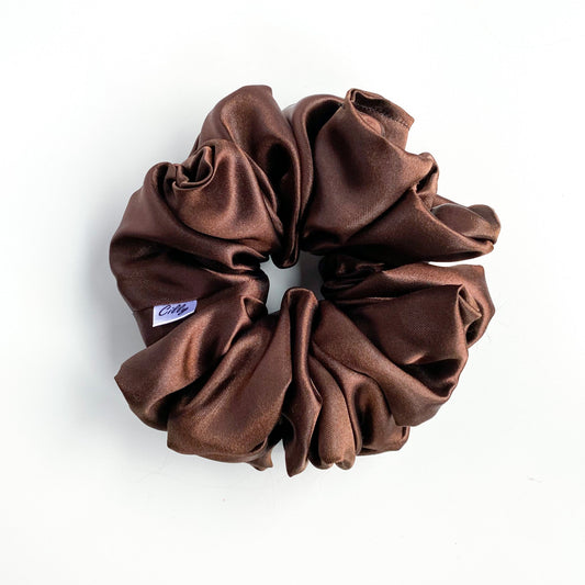 XL Satijnen scrunchie Bruin