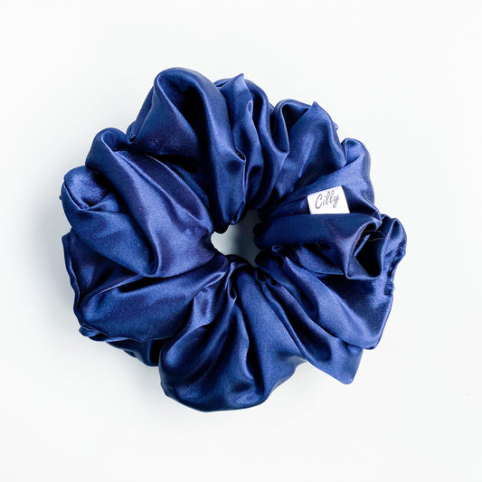 XL satijn scrunchie Donker blauw