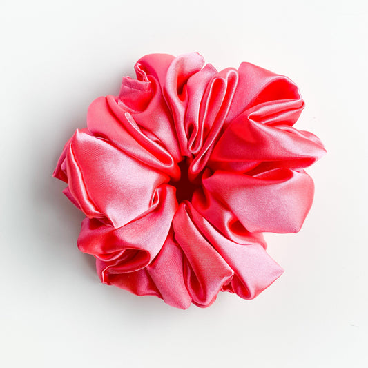 XL Satijnen scrunchie Neon roze